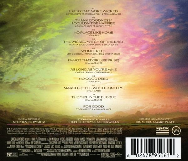 Albumcover für Wicked. Zeigt die Titelliste vor einem Sonnenuntergangshintergrund. Enthält Künstler- und Produzentenkredite.