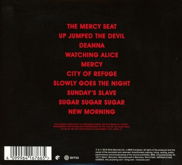 Albumcover: roter Text auf schwarzem Hintergrund, Songtitel, Widmungstext, Barcode und BMG-Logo.