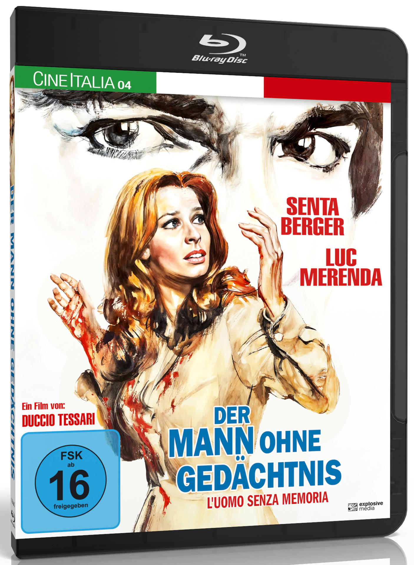 Blu-ray-Cover mit einer Frau und zwei Augen. Titel: Der Mann Ohne Gedächtnis. Namen der Schauspieler sind Senta Berger und Luc Merenda.