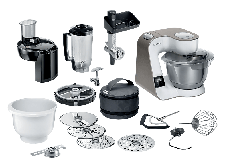 Bosch MUM5XL74 Serie 4 Küchenmaschine mit Waage Champagne (Rührschüsselkapazität: 3,9 l, 1000 Watt)