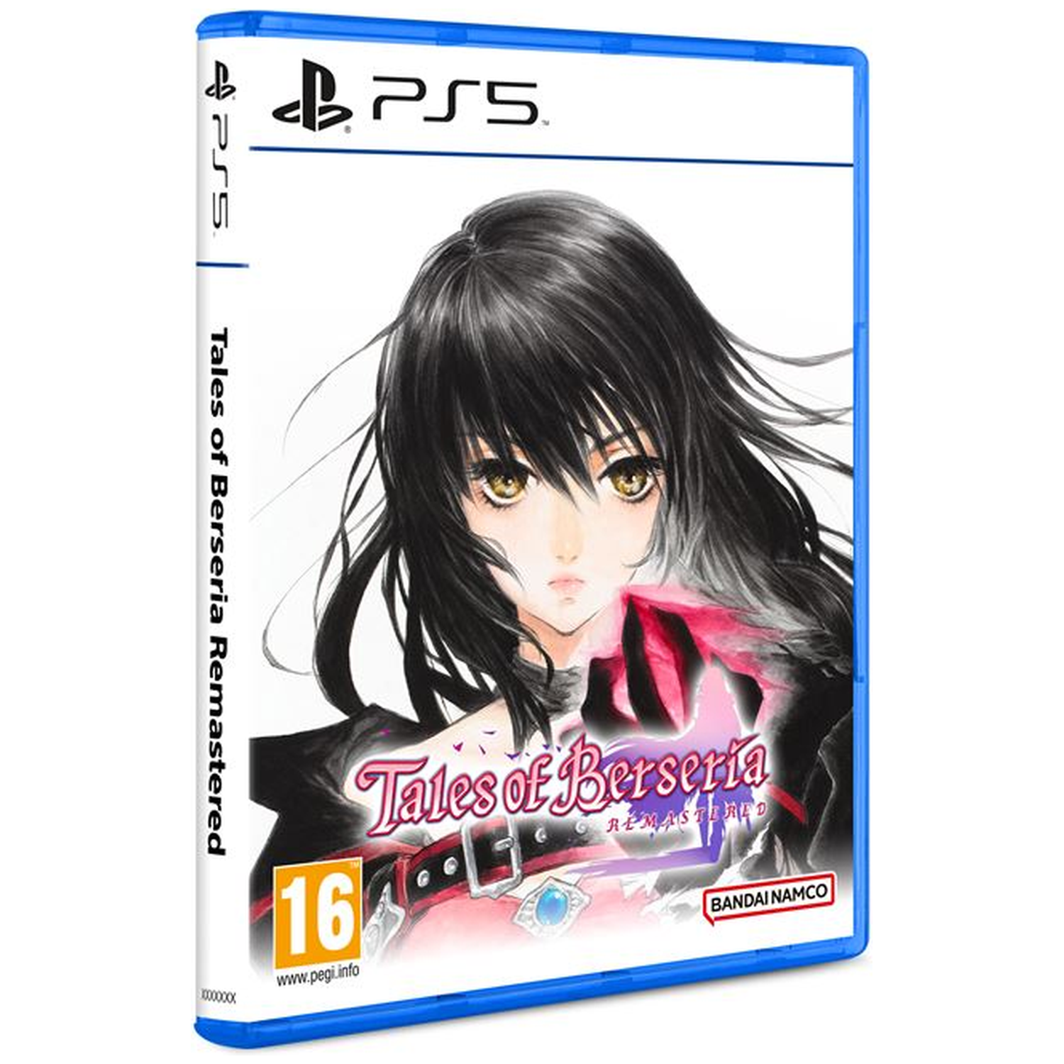 PS5 game case van Tales of Berseria Remastered. Artwork toont een vrouw met zwart haar. Inclusief leeftijdsaanduiding en Bandai Namco logo.