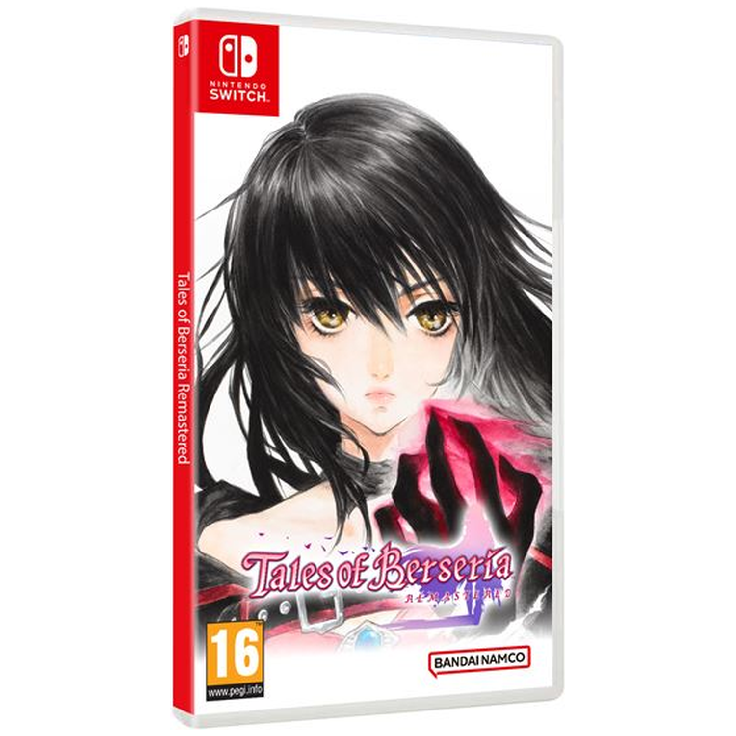 Nintendo Switch game case. Features anime character with black hair. Title: Tales of Berseria Remastered. PEGI 16 rating.