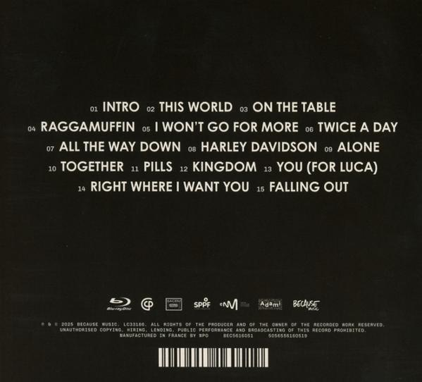 Album cover with tracklist: Intro, This World, On The Table, Raggamuffin, I Won't Go For More, Twice a Day, etc.