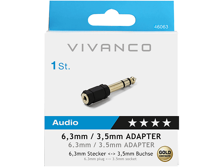 Vivanco 04082 Klinken Adapter, 6.3 mm - 3.5 mm — Foto 2 von 2