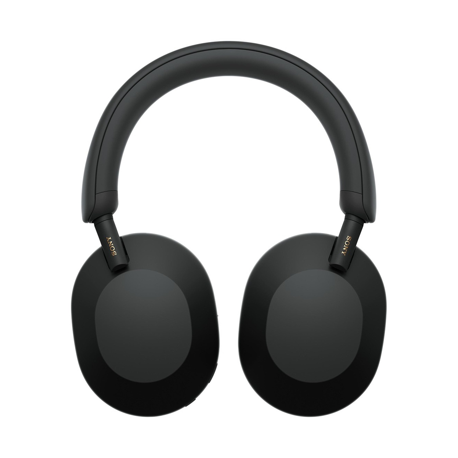 Cuffie Sony nere su sfondo bianco. Hanno un'archetto curvo e due grandi padiglioni.