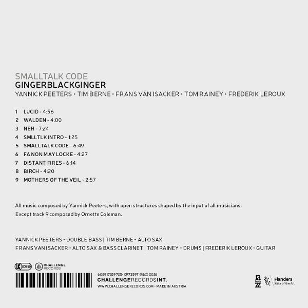 Albumcover: 'Smalltalk Code' von Gingerblackginger. Enthält Titelliste, Künstlernamen und Informationen zum Label.