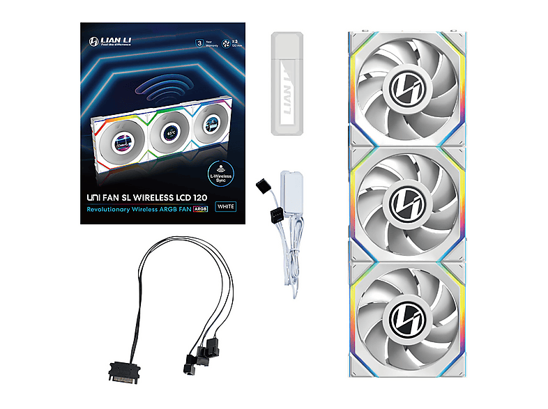 Thumbnail - LIAN LI Lian Li UNI FAN SL Wireless LCD Lüfter, ARGB, PWM, 3er-Pack inkl. Controller - 120 mm Set