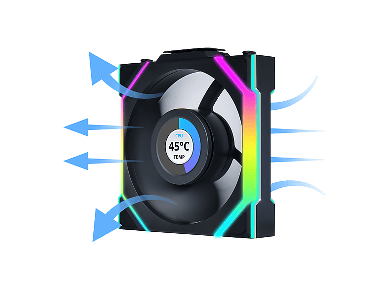 Thumbnail - LIAN LI UNI FAN SL Wireless LCD Lüfter, ARGB, PWM, 3er-Pack inkl. Controller - Reverse Blade 120 mm Set