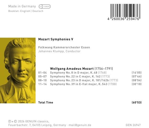 CD-Cover. Gelbes Mozart-Porträt, Titel, Titelliste und Barcode.