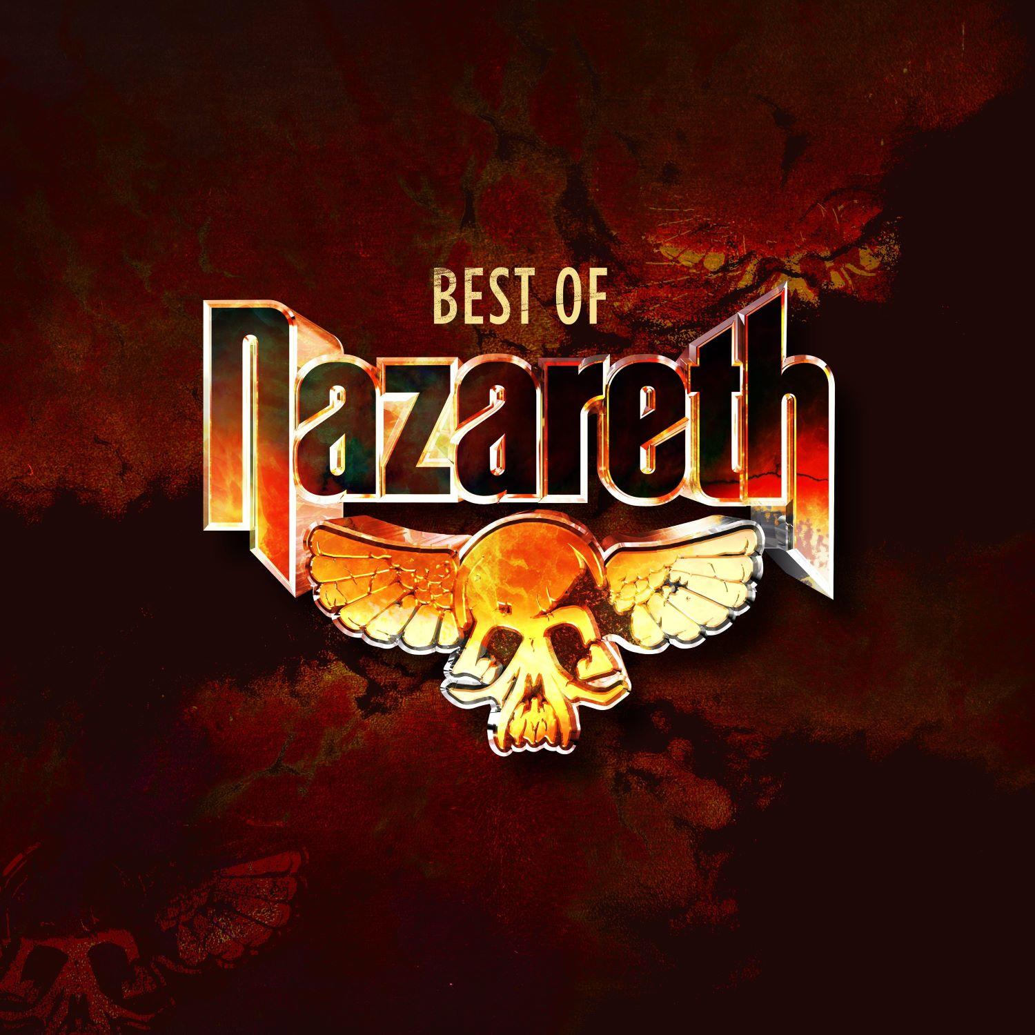 Das Albumcover zeigt den Text "Best of Nazareth" über einem geflügelten Totenkopf auf einem dunkelroten Hintergrund.