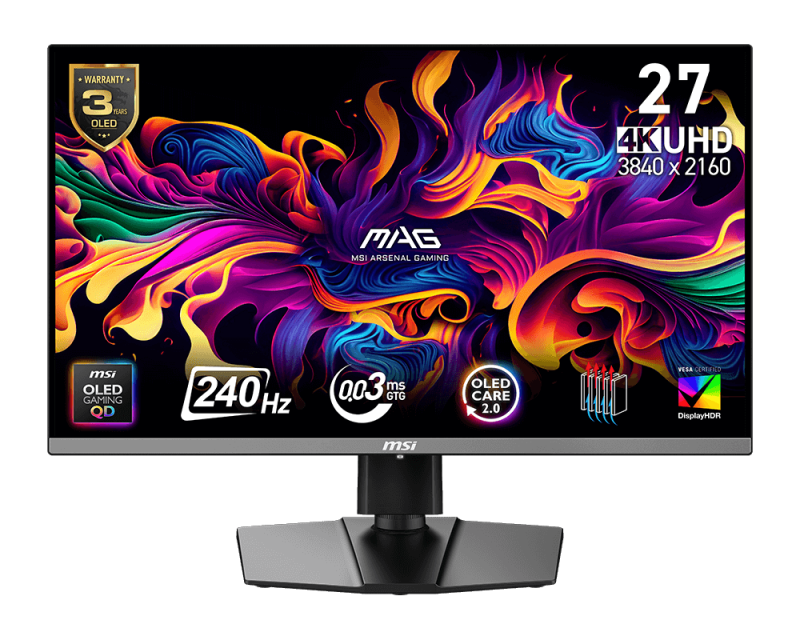 MSI MAG 272UP QD-OLED X24 26,5'' Sík 4K 240 Hz 16:9 Gamer Monitor