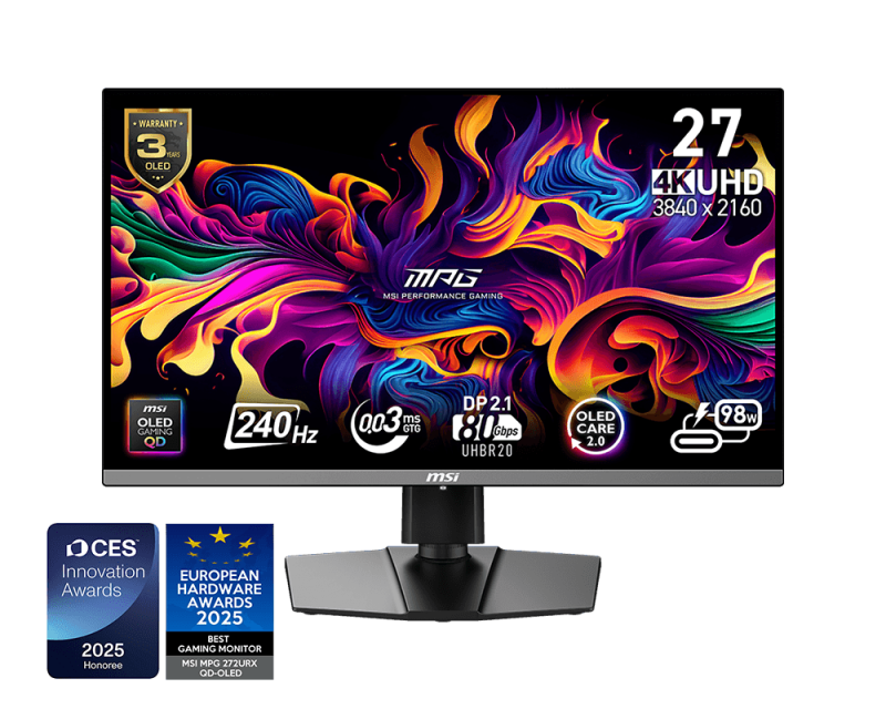 MSI MPG 272URX QD-OLED 27'' Sík 4k 240 Hz 16:9 Gamer Monitor