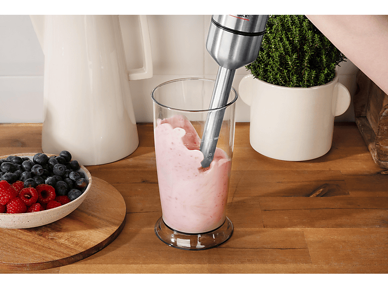 GASTROBACK DESIGN POWER 5-IN-1 Set Stabmixer Schwarz, Silber (1200 Watt, Multizerkleinerer 500 ml, Mixbehälter 700 ml)