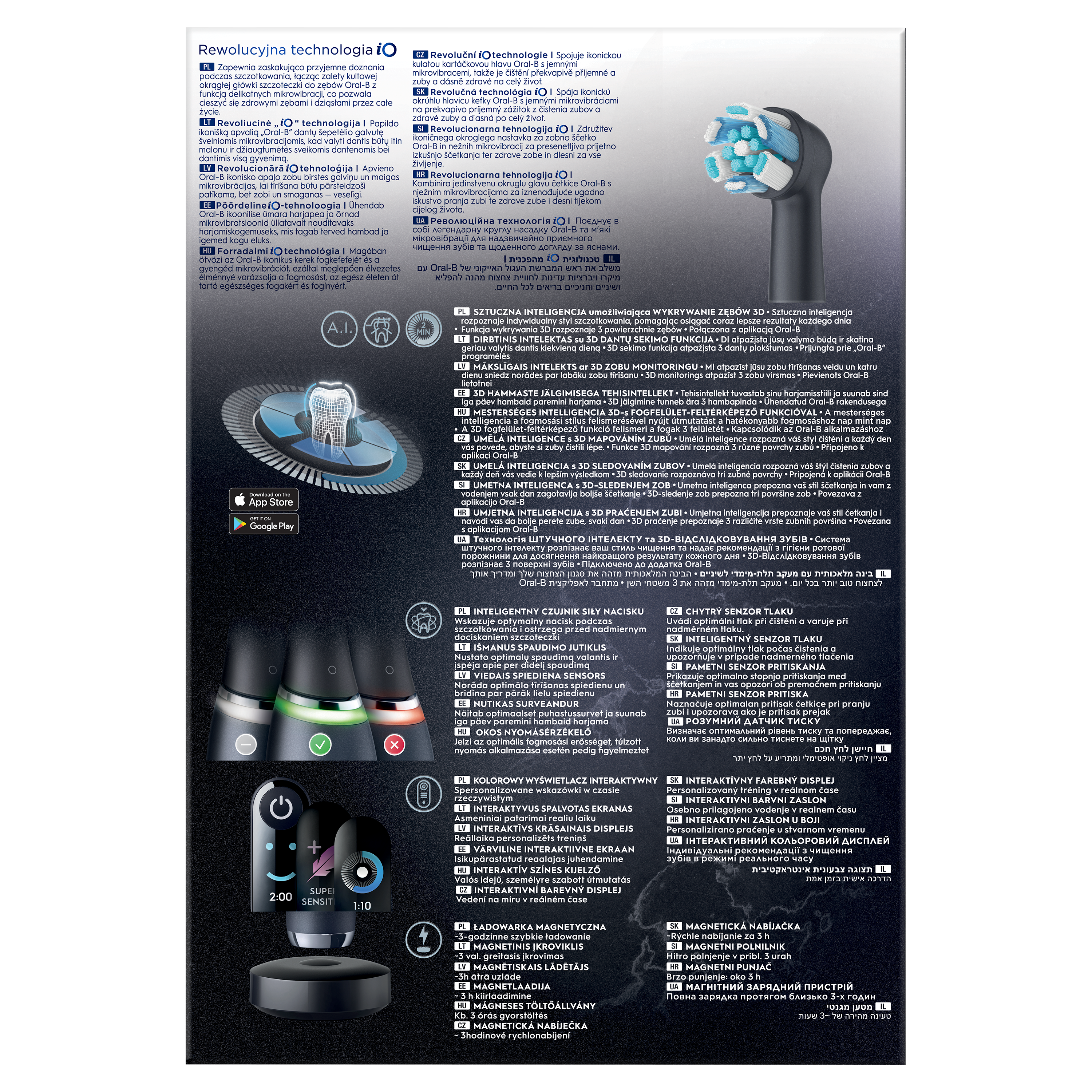 Obraz to reklama produktu z tekstem i szczoteczką do zębów.