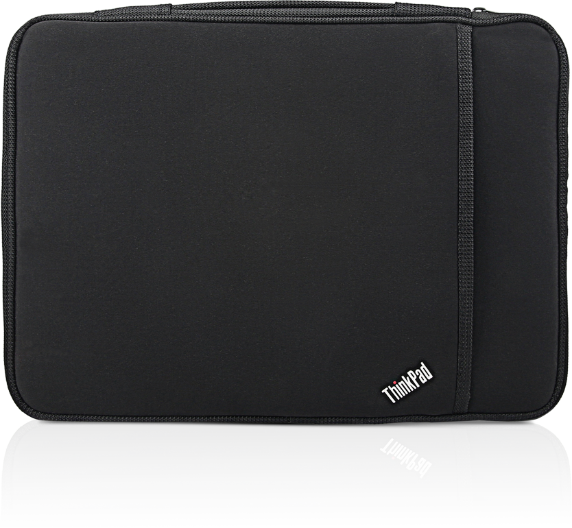 Fekete ThinkPad laptop tok. ThinkPad logóval és pánttal. Az alsó rész a felsőt tükrözi.