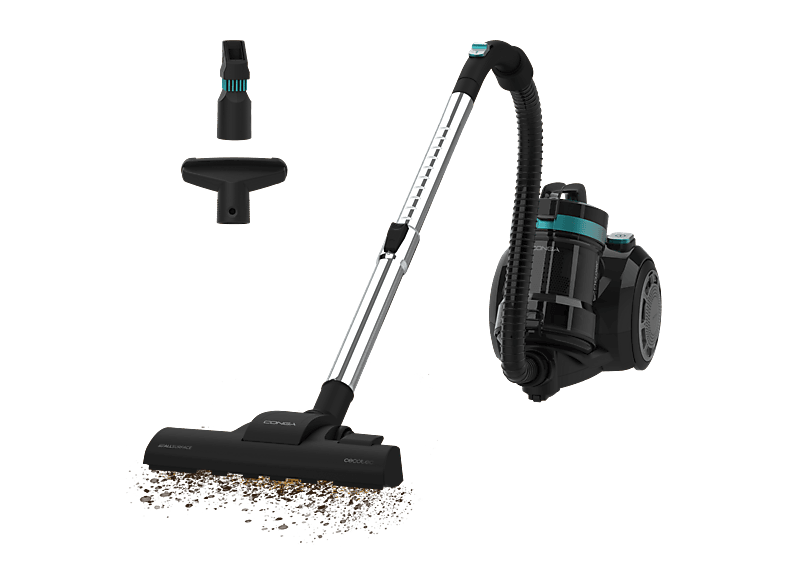 Aspirador sin bolsa - Cecotec Conga Rocksta Cyclonic Plus, Sin bolsa, 800 W, Filtro HEPA, Tubo telescópico, Depósito de 2 l, Negro