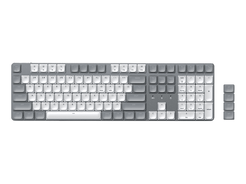 SATECHI SM3 Slim (CH), Tastatur, Mechanisch, RF 2.4 GHz, Bluetooth 5.0, kabelgebunden, Weiss/Grau