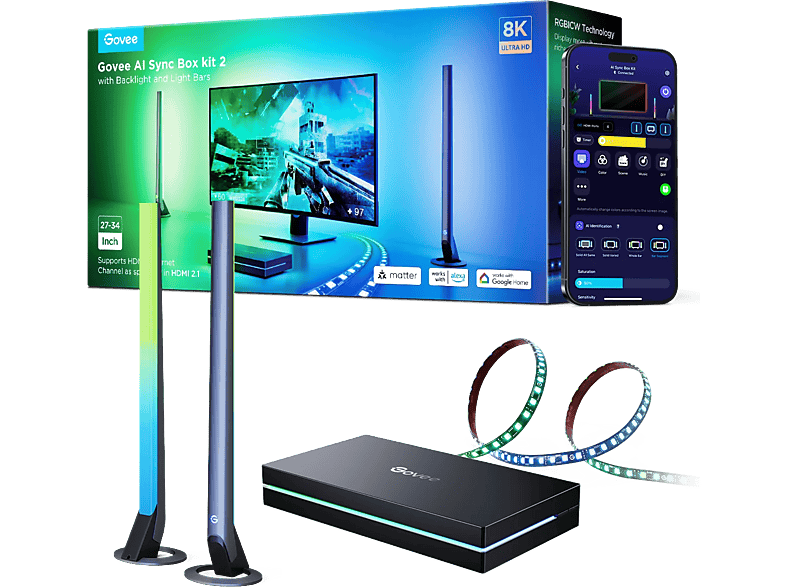 Govee KI-Gaming-Synchronisierungsbox Kit 2, für 27-24" PCs