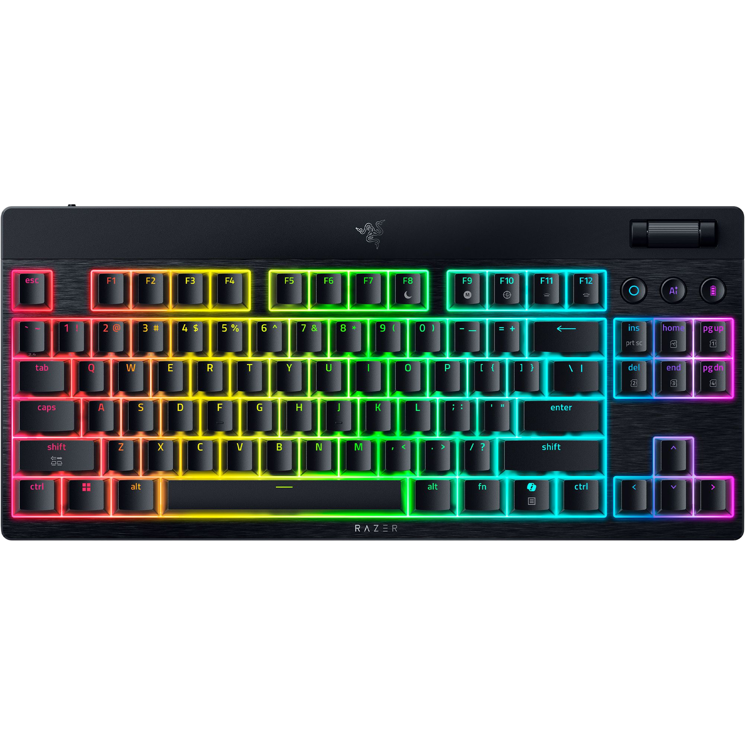 Razer Blackwidow V4 Low Profile Tenkeyless Hyperspeed Gaming Keyboard (green Switch) - Us Qwerty Layout Bedraad En Draadloos Gamingtoetsenbord Zwart afbeelding