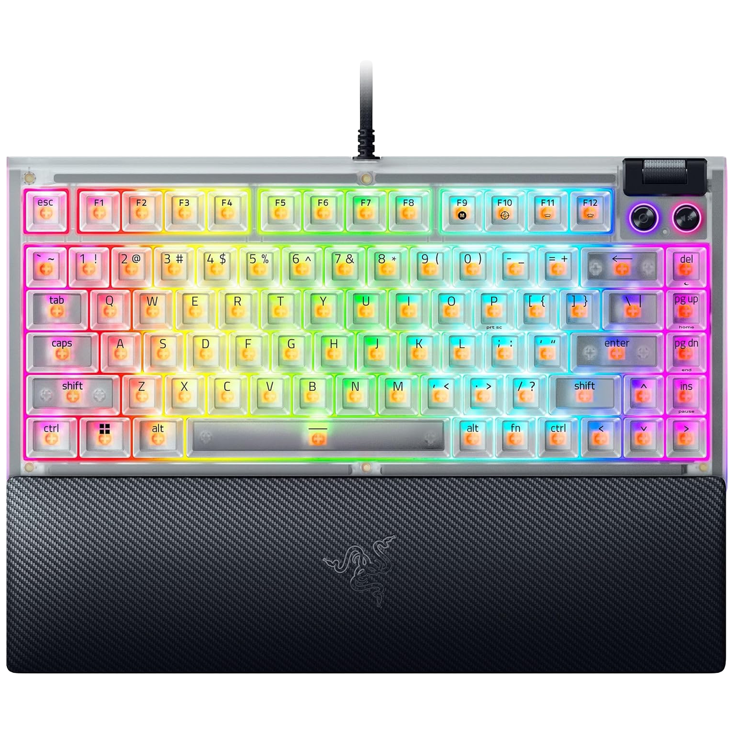 Razer Blackwidow V4 75% Hot-swappable Mechanical Gaming Keyboard - Phantom White Edition Us Qwerty Layout Bedraad Gamingtoetsenbord Wit