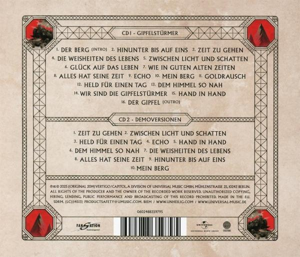 CD-Cover mit Titeln wie Der Berg und Mein Berg. Design mit Bergillustrationen und Text.