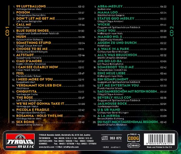 CD-Cover. Listet Songs und Künstler auf. Logos und Barcode sichtbar. Musik-CD.