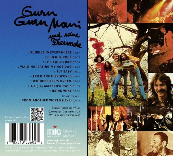 Albumcover mit Bandfotos, Titelliste und Text 'Gurn Guru Mani und seine Freunde'.