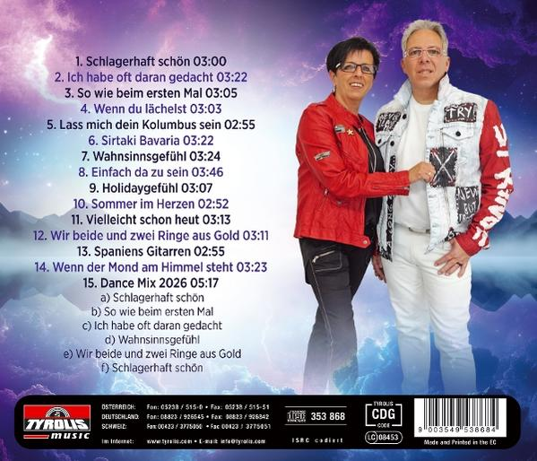 Albumcover: Ein Mann und eine Frau stehen zusammen. Das Cover listet Songs auf und hat ein Tyrolis Music Logo.