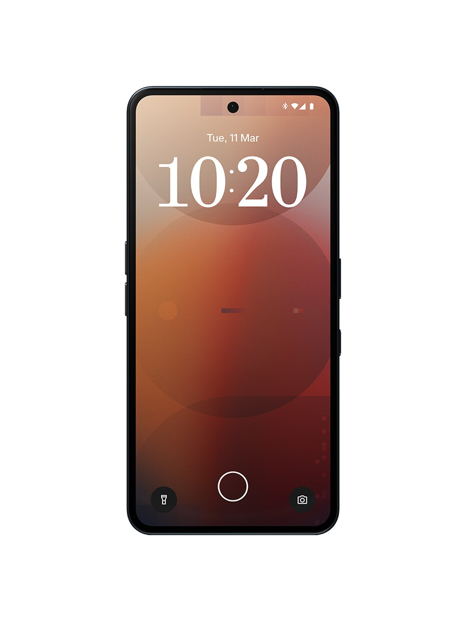 Akıllı telefon ekranı, 11 Mart Salı günü saat 10:20'yi gösteriyor. Arka plan kırmızı ve kahverengi bir geçiş.