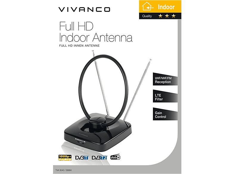 Vivanco 12995 Indoor Full HD Antenne, LTE Filter, 1,5 m Kabel, Ring Design; Antenne indoor — Foto 2 von 2
