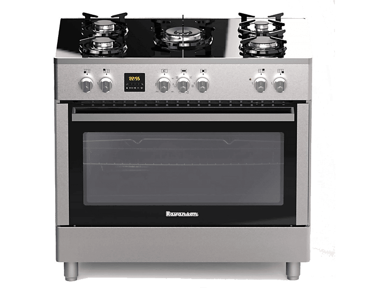 Kuchnia gazowo-elektryczna RAVANSON KWGE-K90 Glass Inox