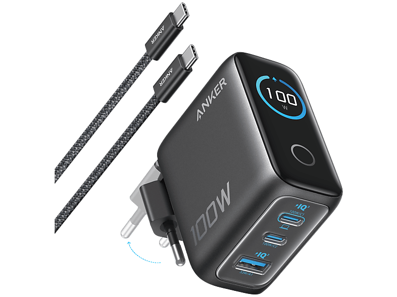 Anker Oplader 3 Usb Poorten 100W Power Delivery 3.1 Zwart