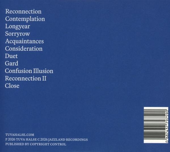 Albumcover auf blauem Hintergrund. Text enthält Songtitel wie 'Reconnection', 'Contemplation' und Credits. Rechts ist ein Barcode.