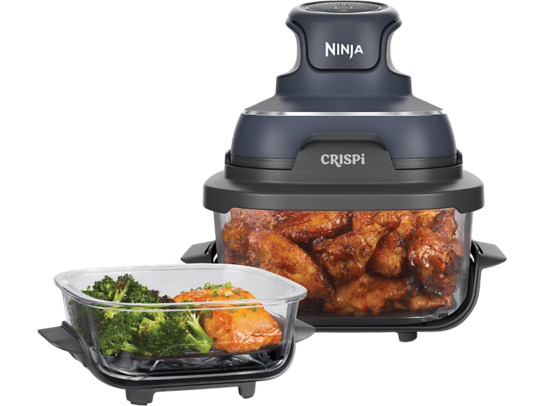 Ninja FN101EUGY CRISPi 4-in-1 Cyber Space, Tragbare Heißluftfritteuse 3,8 l, 1700 Watt, Grau