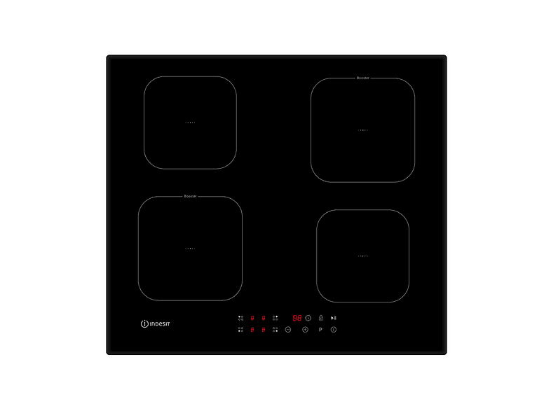 INDESIT ISF18Q60NE PIANO COTTURA, 4 zone di cottura, dimensioni: L 59 cm, P 52 Nero