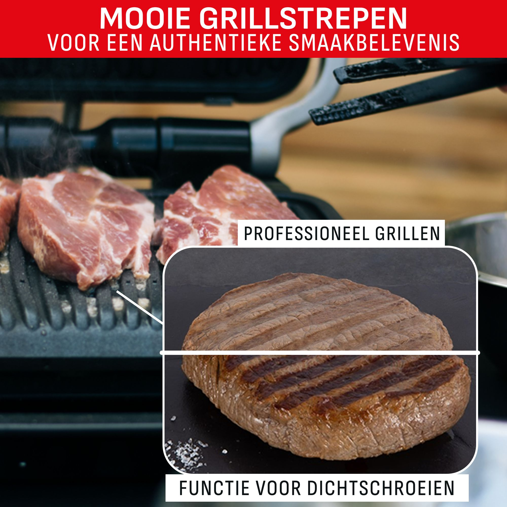 Vlees dat op een grill wordt gegrild. Een gegrilde steak wordt getoond, met nadruk op grillstrepen.