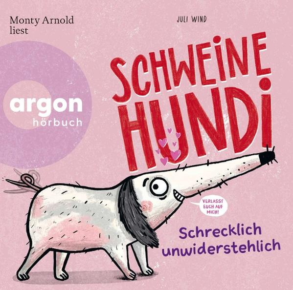 Buchcover. Ein Cartoon-Hund mit langer Nase. Der Text lautet 'Schweine Hundi'.