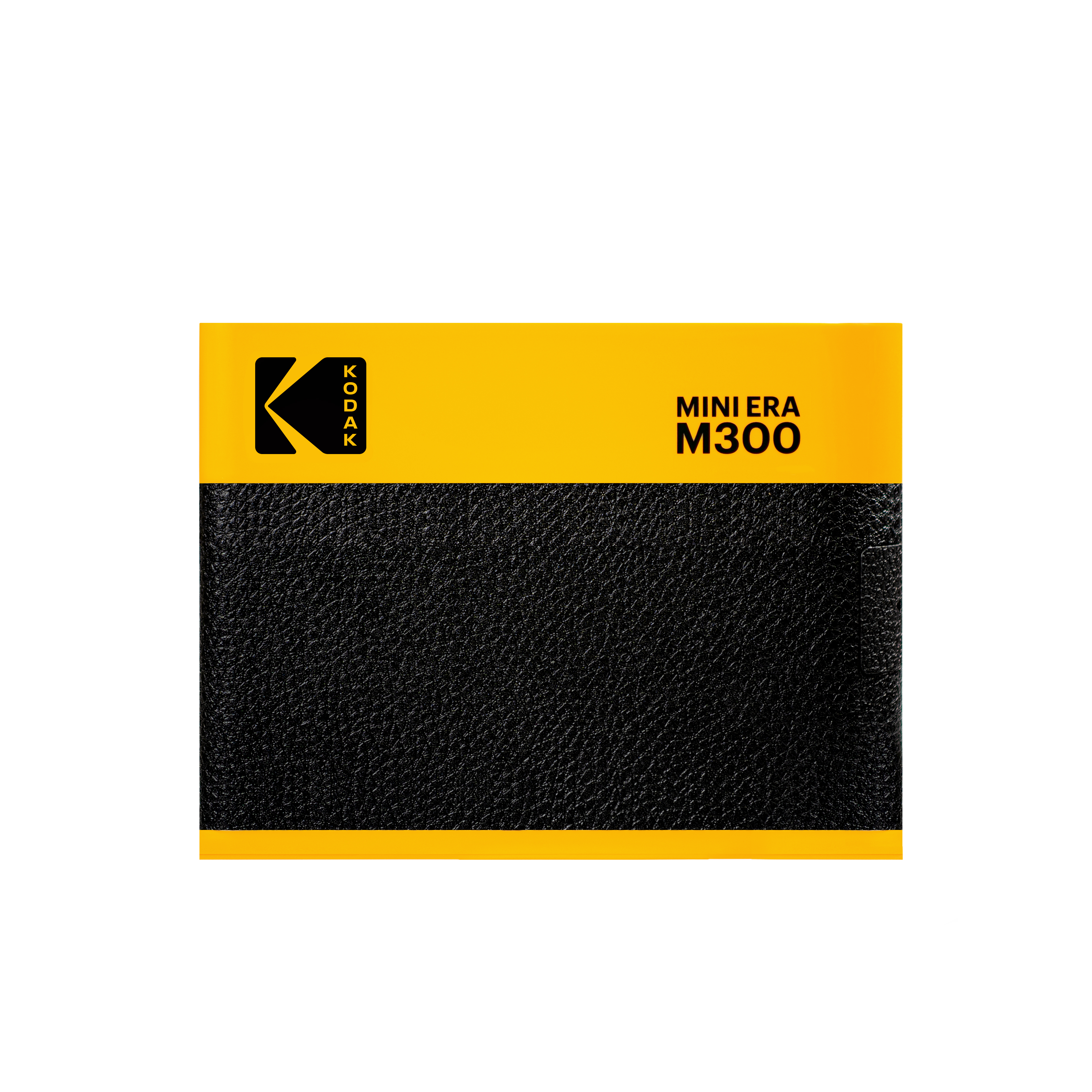 Kodak Mini Era M300 kamera kutusu. Kodak logolu sarı üst kısım ve siyah dokulu alt kısım.