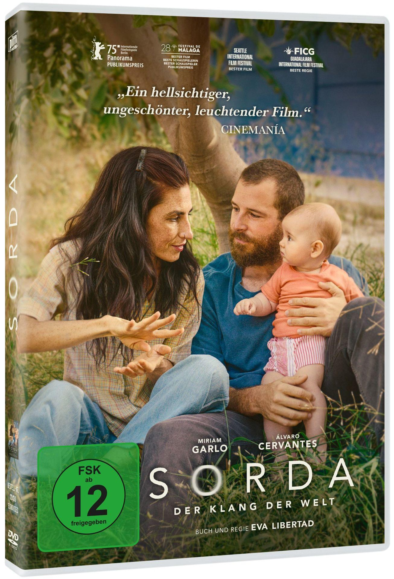 DVD-Cover von Sorda, eine Familie mit Baby sitzt. Filmtitel und Namen der Darsteller sind sichtbar.