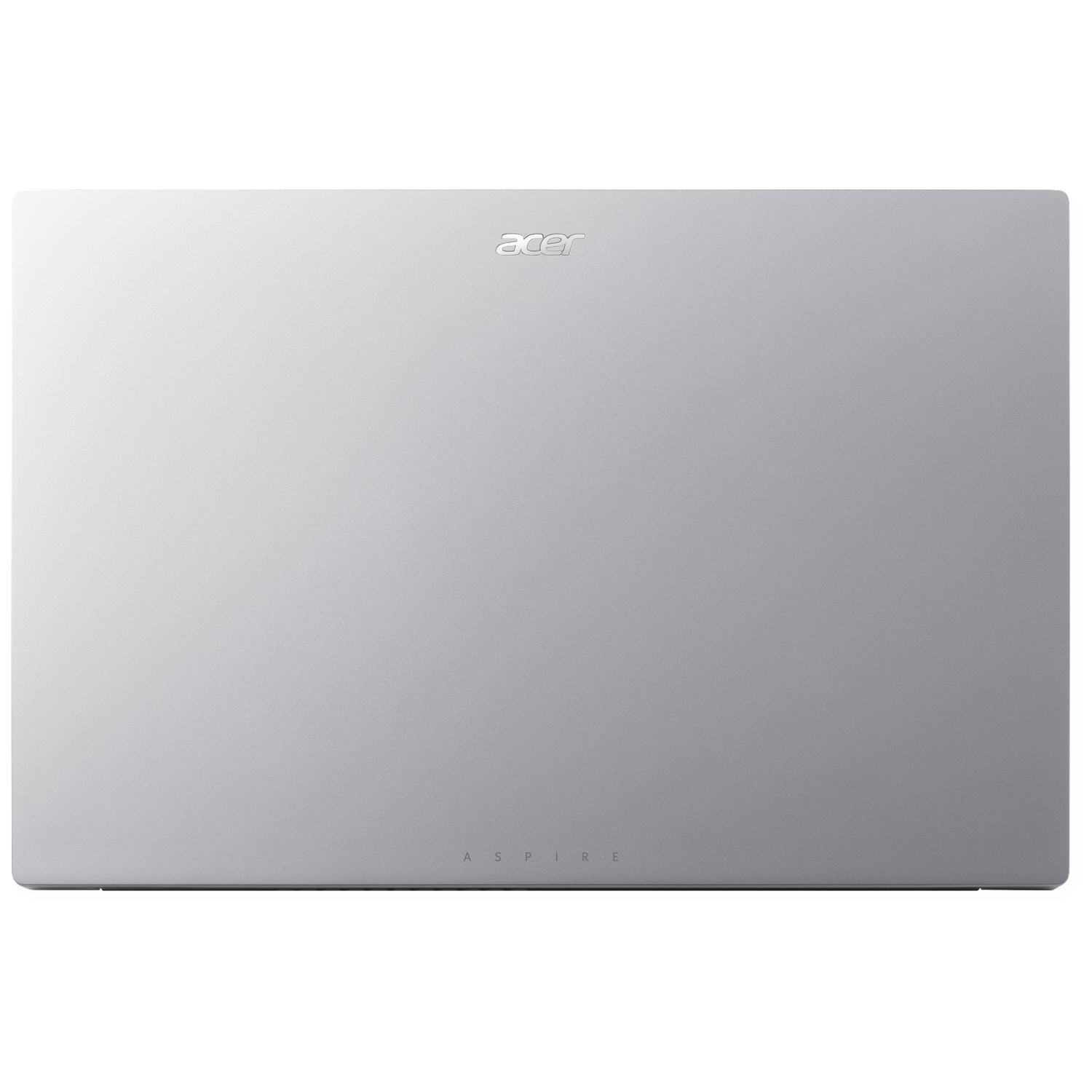 Closed silver laptop with 'acer' logo at the top and 'ASPIRE' at the bottom. The background is white.
