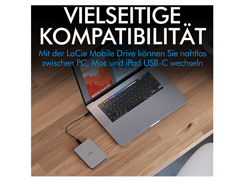 Thumbnail - LACIE Mobile Drive Festplatte, 5 TB HDD, 2,5 Zoll, extern, Moon Silver