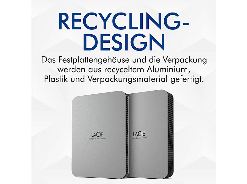 Thumbnail - LACIE Mobile Drive Festplatte, 2 TB HDD, 2,5 Zoll, extern, Moon Silver