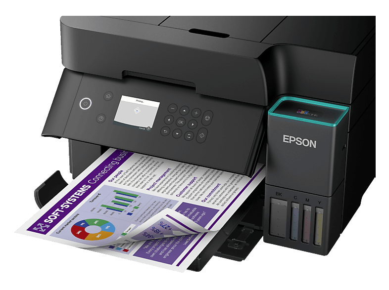 EPSON EcoTank ET-3950 Multifunktionsdrucker, Tintentank, WLAN, Duplexeinheit (für beidseitigen Druck), A4, A5, A6, Schwarz — Foto 5 von 5