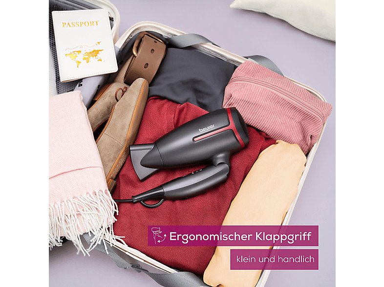 Beurer 105.38 HC25 Limited Edition Reisehaartrockner Schwarz/Cherry (1600 Watt) — Foto 4 von 5