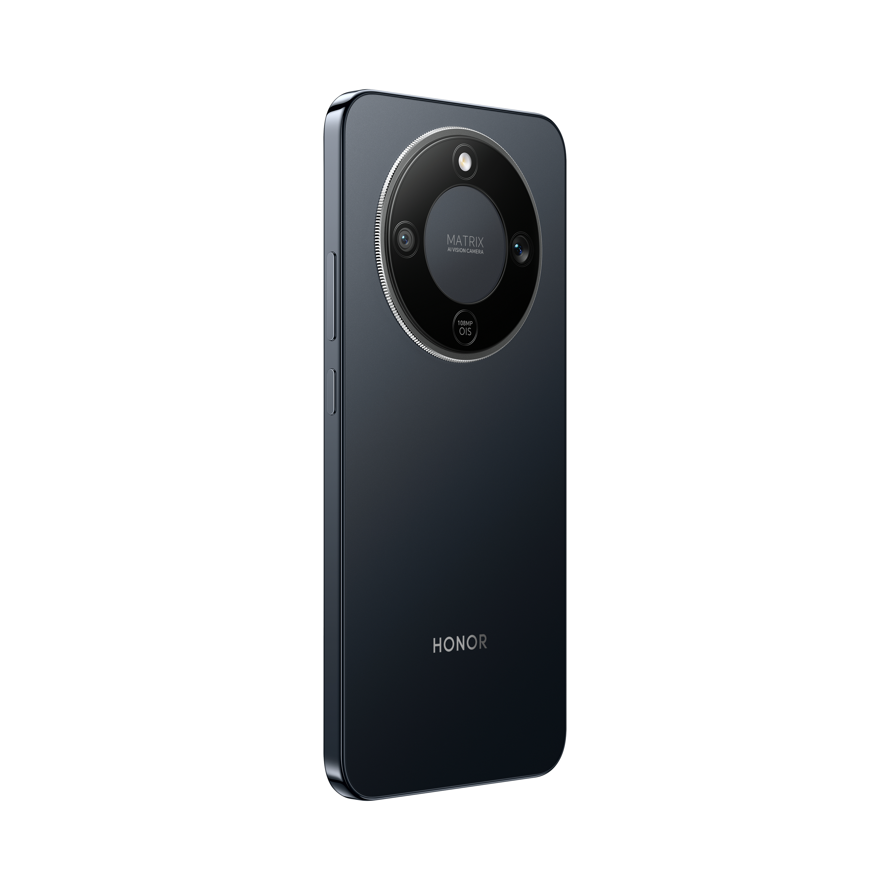 Rückseite eines dunkelblauen Smartphones mit Kamera-Modul und HONOR-Logo.