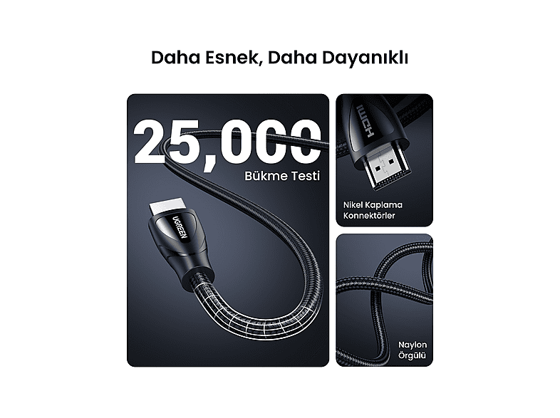 UGREEN 8K 60 Hz Ultra HD HDMI 2.1 5 m Görüntü Aktarma Kablosu
