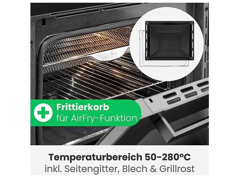 Bomann EBO 7912 Airfry Pyrolyse Backofen (67 l, Schwarz, 595 mm breit, A) — Foto 2 von 5