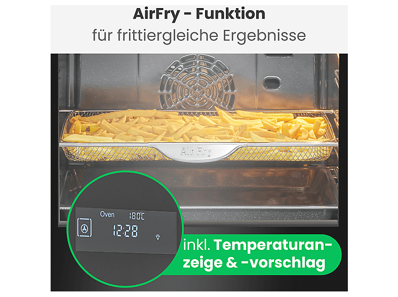 Bomann EBO 7912 Airfry Pyrolyse Backofen (67 l, Schwarz, 595 mm breit, A) — Foto 4 von 5