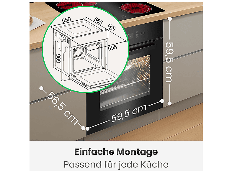 Bomann EBO 7912 Airfry Pyrolyse Backofen (67 l, Schwarz, 595 mm breit, A) — Foto 5 von 5