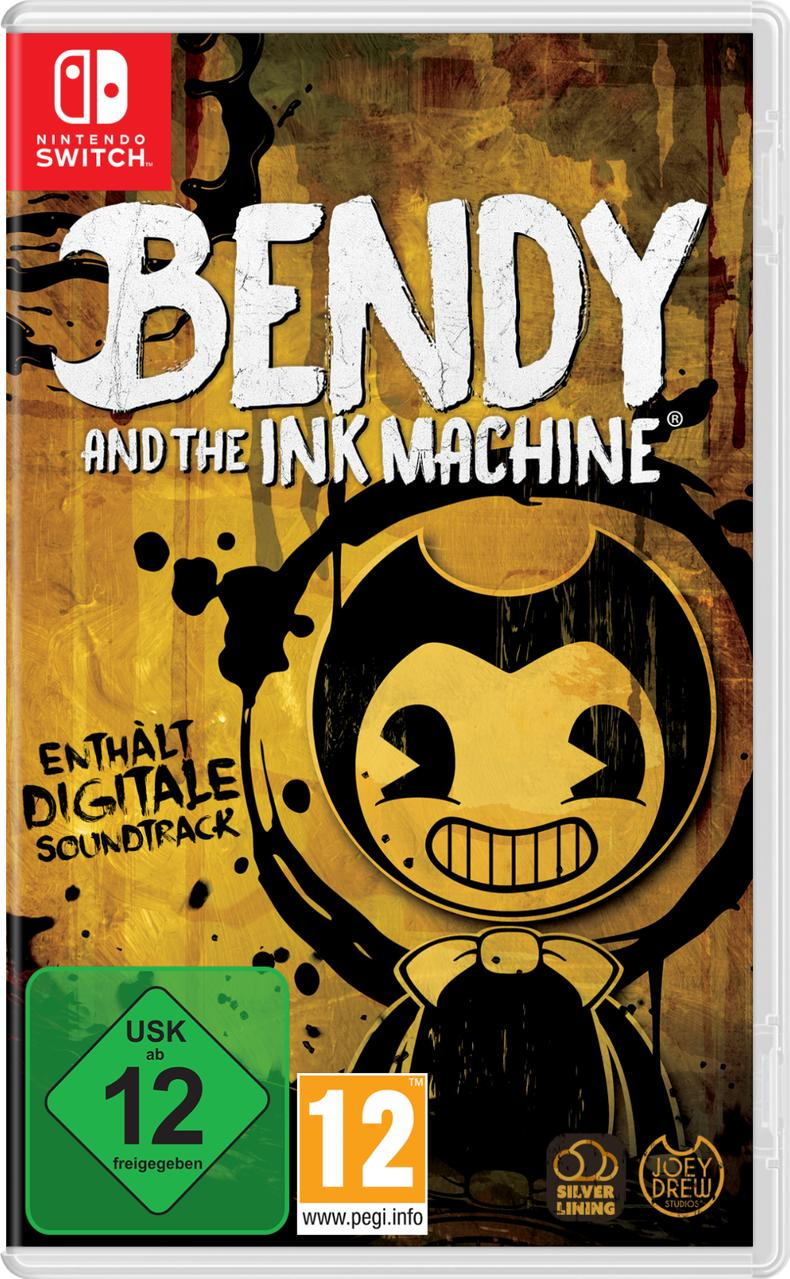 Das Spielcover zeigt Bendy, eine Zeichentrickfigur, den Titel 'Bendy and the Ink Machine' und ein Nintendo Switch-Logo.